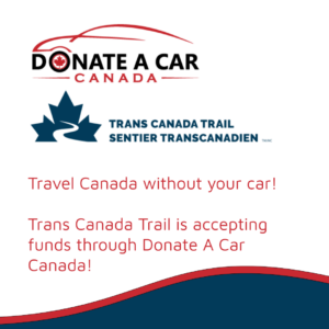 Blue and red text on white background Donate a Car for the Trans Canada Trail