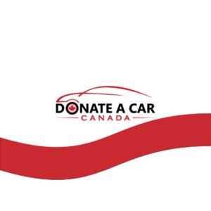 Donate a Car Canada logo on a white background, Red outline of a car, black tire with a red maple leaf in the centre, car prices going down and how that impacts you and the charity you love