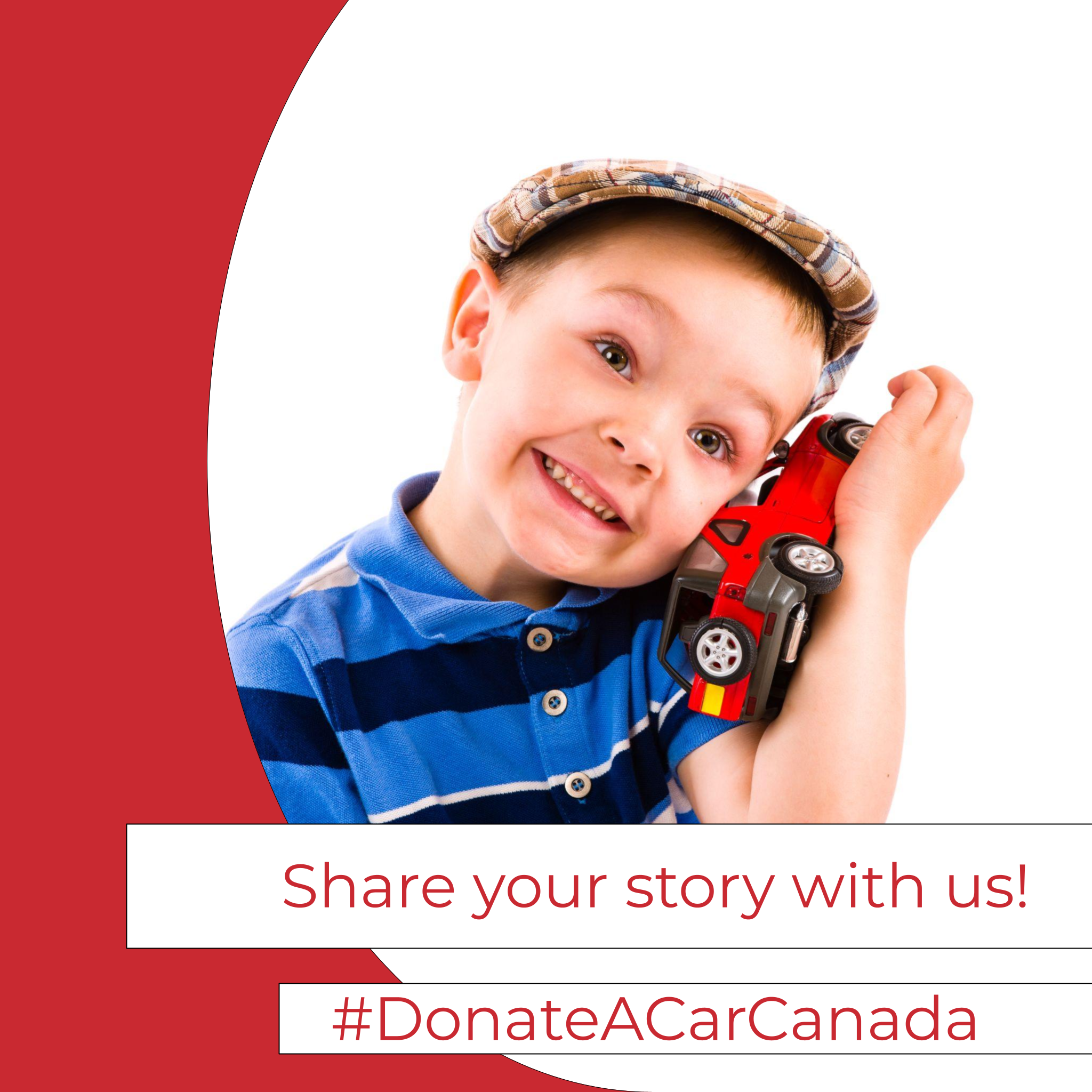 Donate a Car Canada invites donor stories Photo of a young boy holding a cherry red toy car