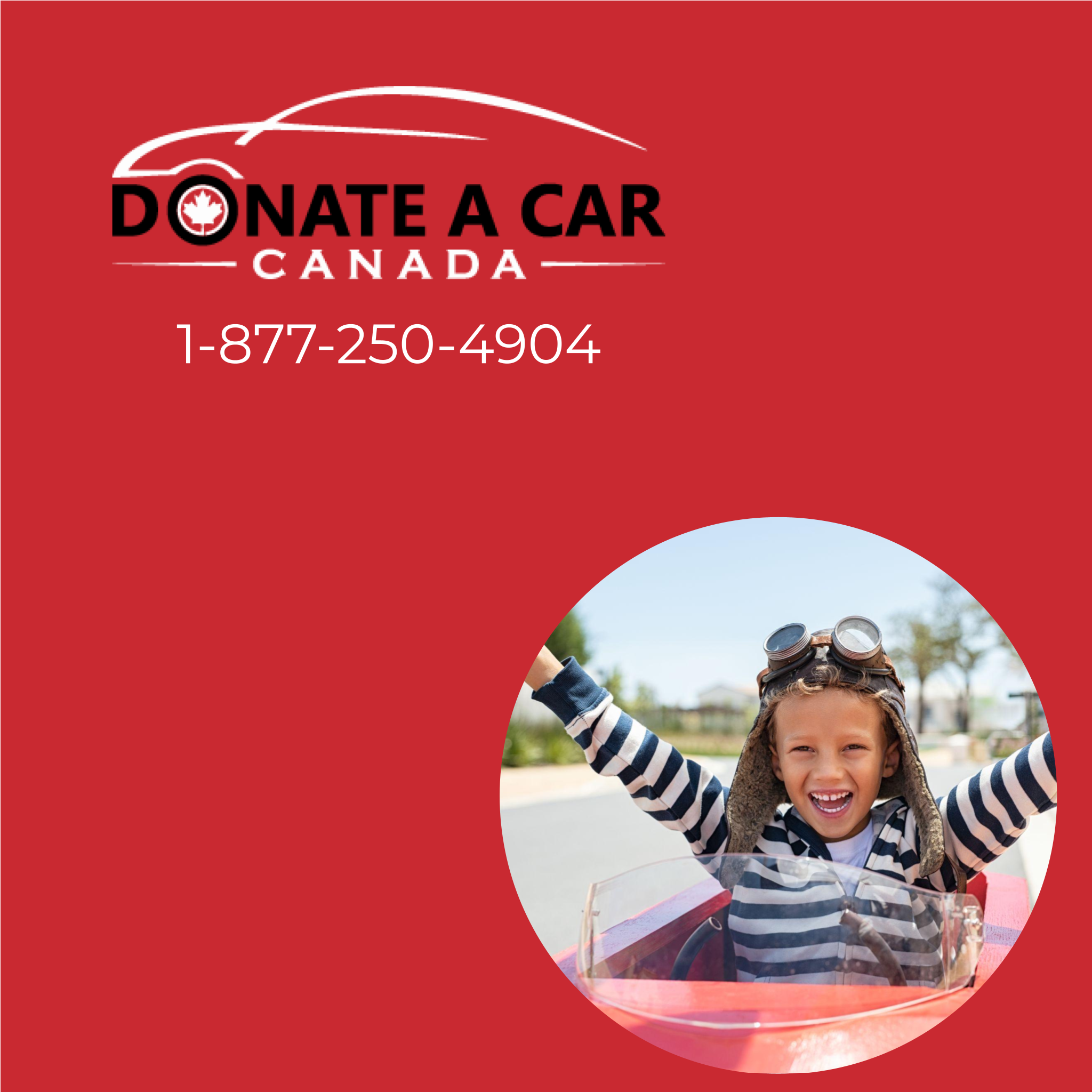 Donate a Car Canada Child Abuse Prevention blog post shows a little boy in a striped shirt wearing aviator goggles and driving a toy car