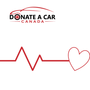 Cherry red line drawing of a heartbeat and heart walk for your charity of choice donate a car canada