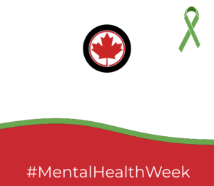 Mental Health Week hashtag across cherry-red banner for Donate a Car Canada