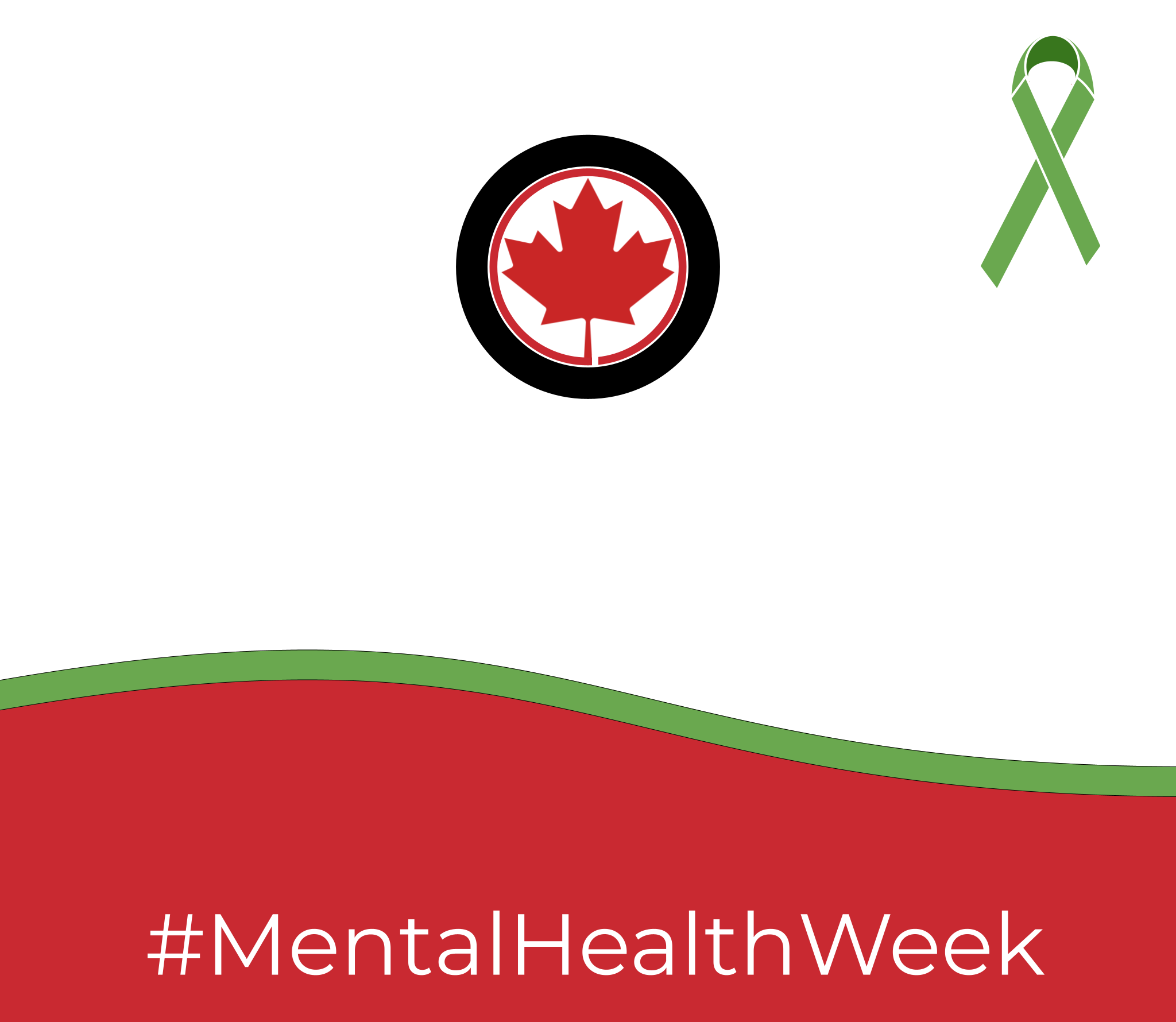 Mental Health Week hashtag across cherry-red banner for Donate a Car Canada
