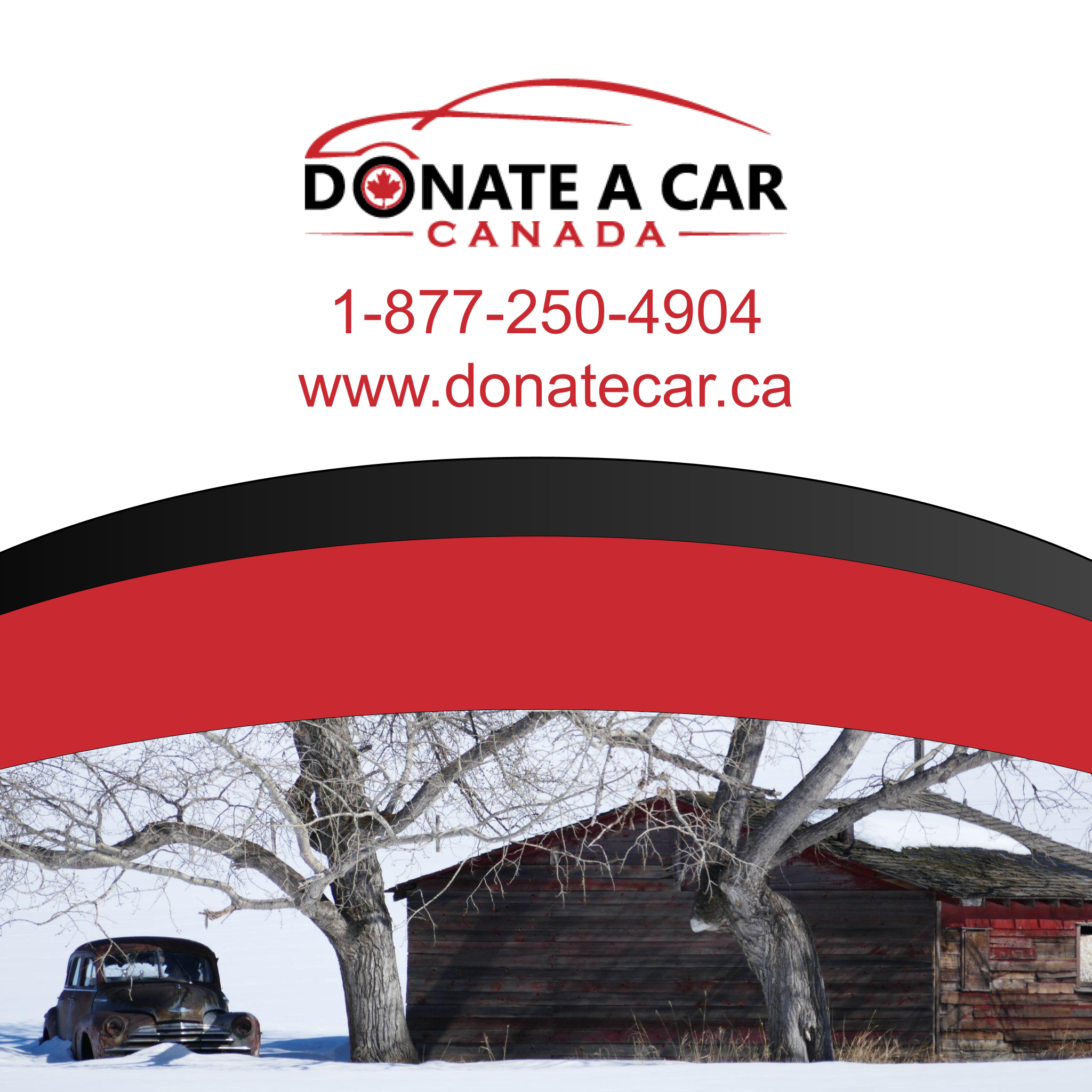 Rusty antique car parked underneath a barren wintering tree and beside an old farm shed. Donate a Car Canada logo, phone number 1-877-250-4904, and web address www.donatecar.ca for Donate My Car? My Precious Car? blog post