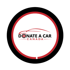 Donate a Car Canada logo - a cherry red line drawing of a sports car capping the company name written in black - encircled by a cherry red circle wrapped in a black circle. For company blog, "Donate a Car in 5 Minutes!"