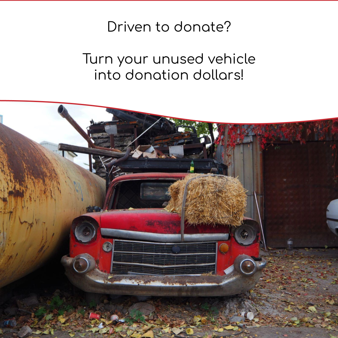 Donate a Car Canada blog talking about the importance of integrity in vehicle donation programs uses an image of a beat up old red car sitting in a junk yard. There is black text on a white background that reads, "Driven to donate? Turn your unused vehicle into donation dollars!"