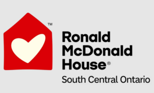 RMHC South Central Ontario logo (Ronald McDonald House) of a white heart stamped into a cherry red house