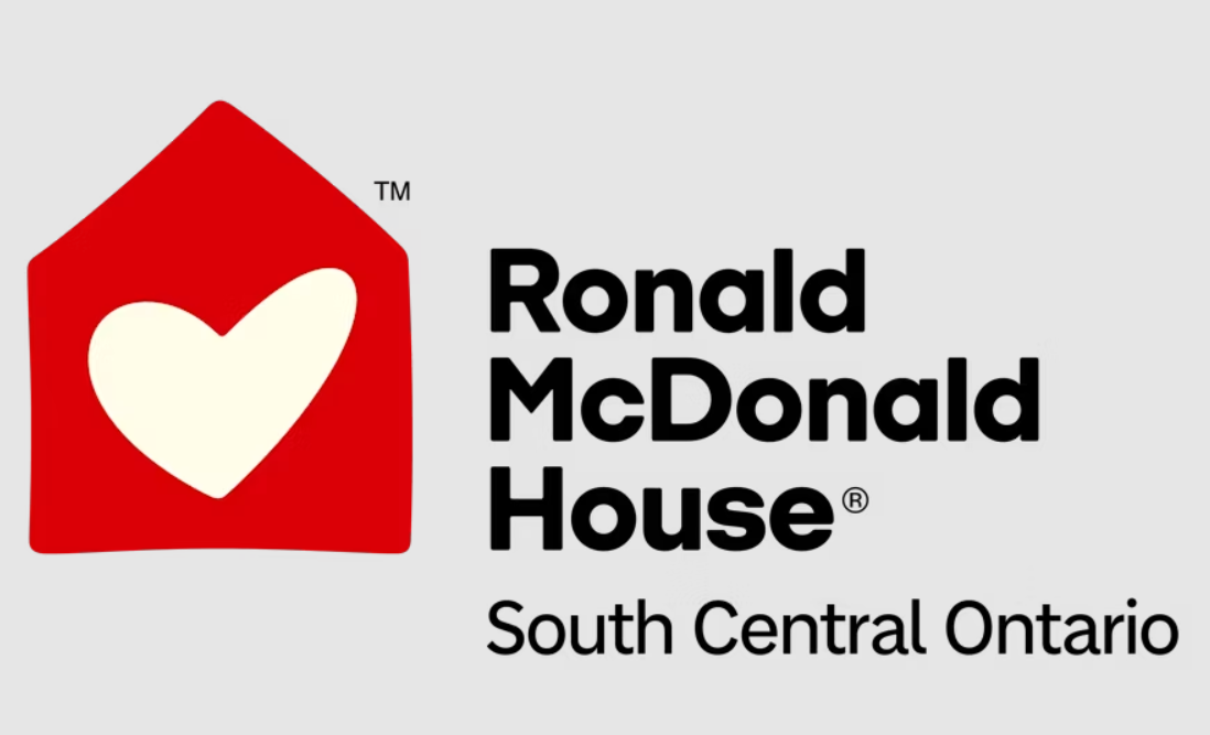 RMHC South Central Ontario logo (Ronald McDonald House) of a white heart stamped into a cherry red house